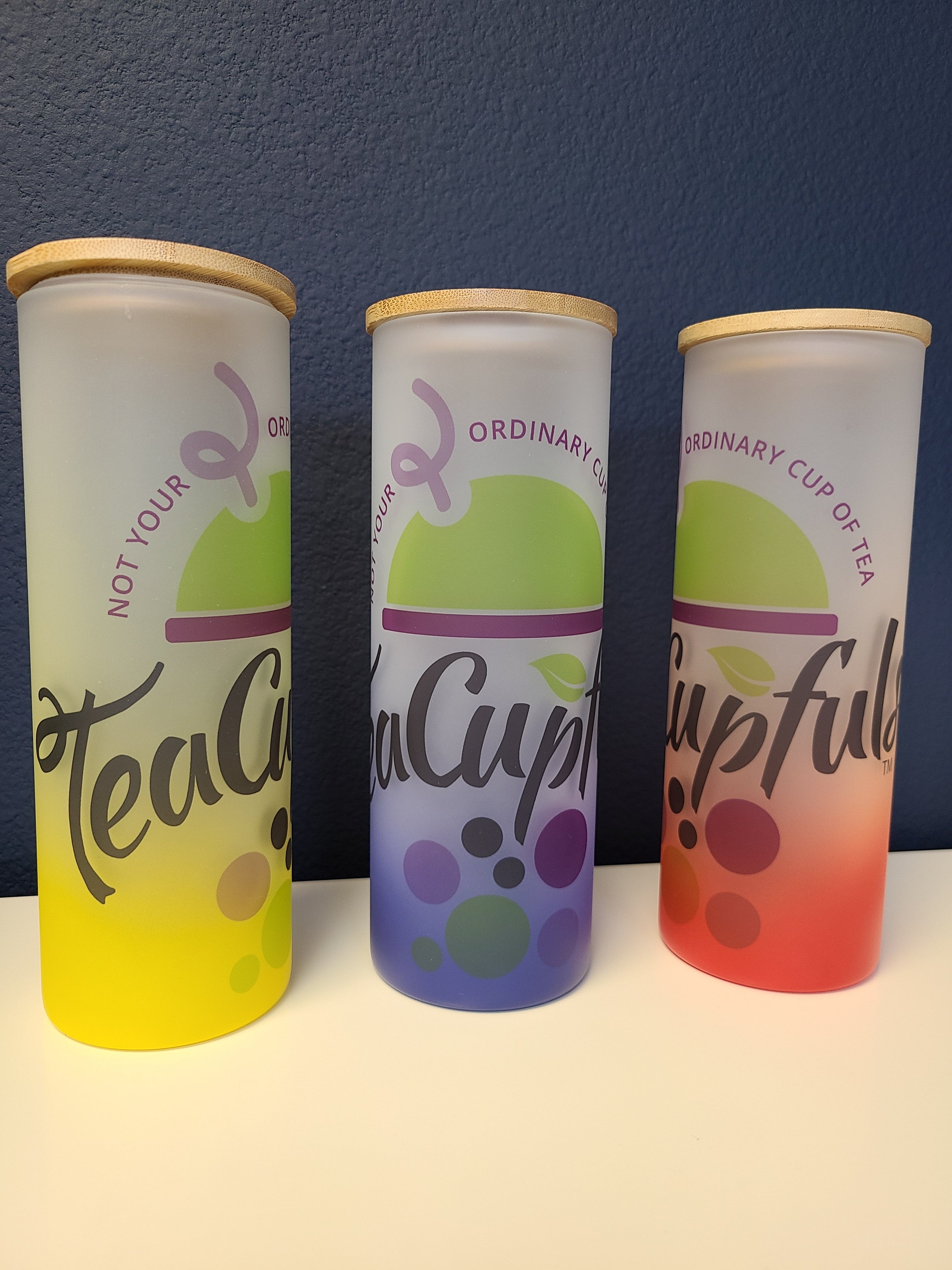 Colored Logo Glass Jars TeaCupFuls